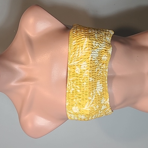 triangl swimwear Other - Triangl yellow floral smocked‎ strapless bikini top Size Small Vacation Swim